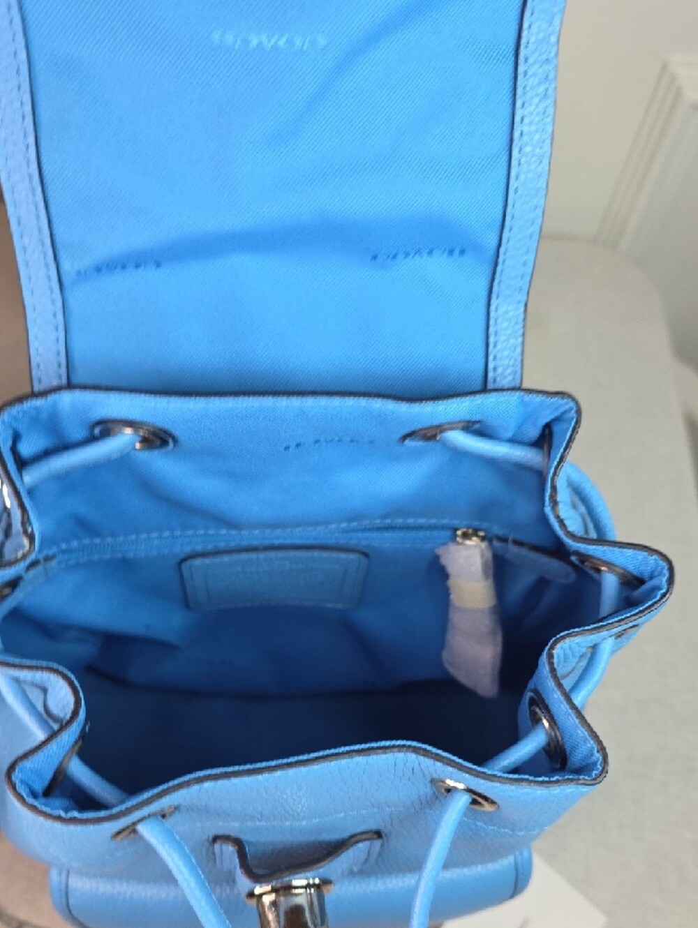 Coach Azure Blue Leather Mini Turnlock Backpack NWT - Picture 7 of 9